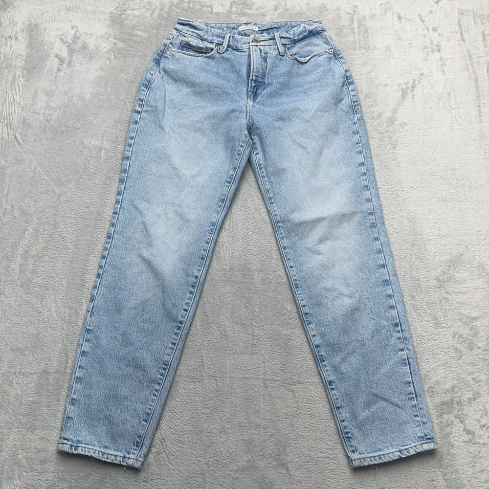 Good American High Rise Straight Leg Jeans Light Wash Denim Size 0 25 - Picture 1 of 9